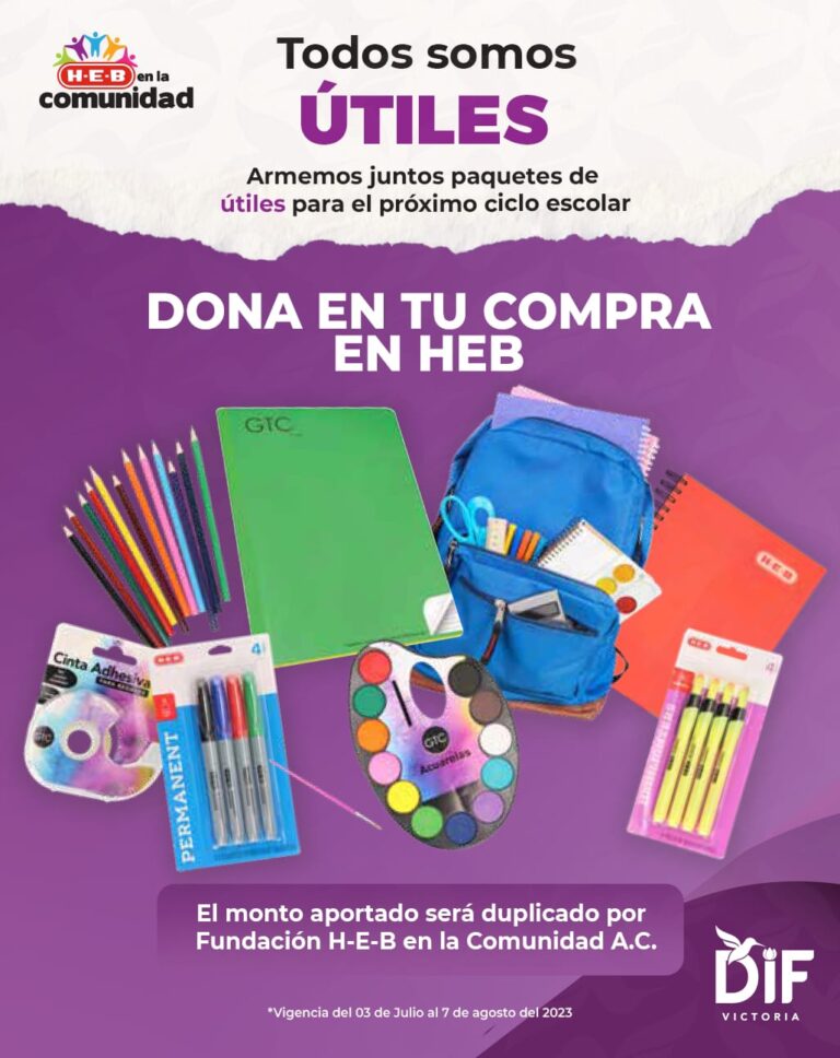 Se suma H-E-B a campaña de útiles escolares del DIF Victoria